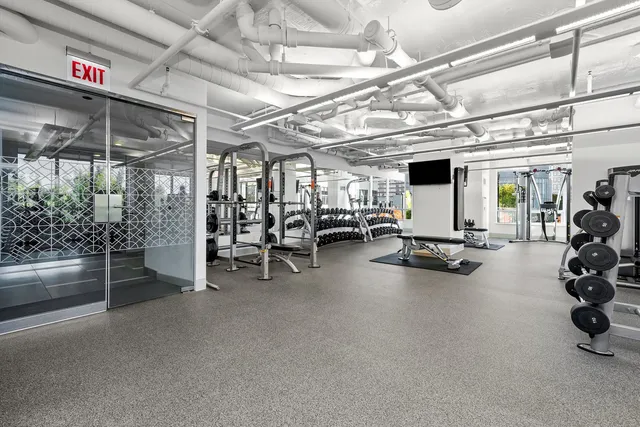 a view of a garage with furniture