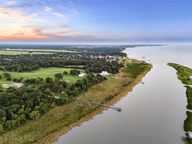 a view of a lake with a city