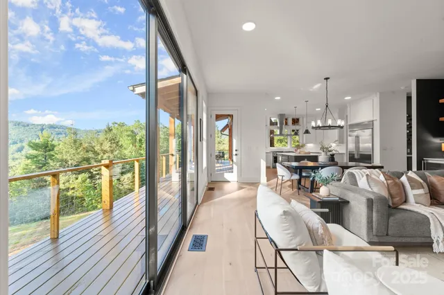 a living room with patio