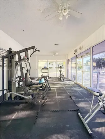 a view of a room with gym equipment