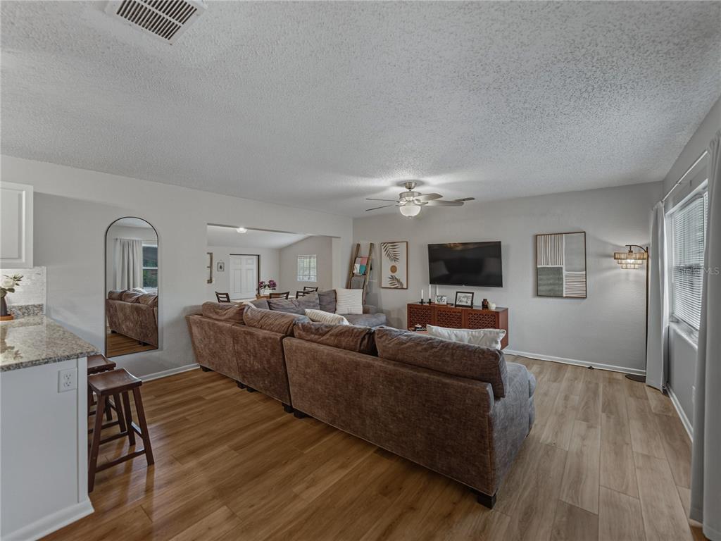 228 Azalea Street Lakeland, FL 33803 - Photo 16 of 80 a living room with furniture a flat screen tv and a fireplace