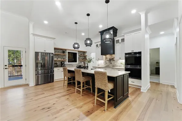 a view of a swimming pool with an ocean view