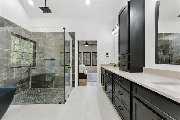 a view of a swimming pool with an outdoor space