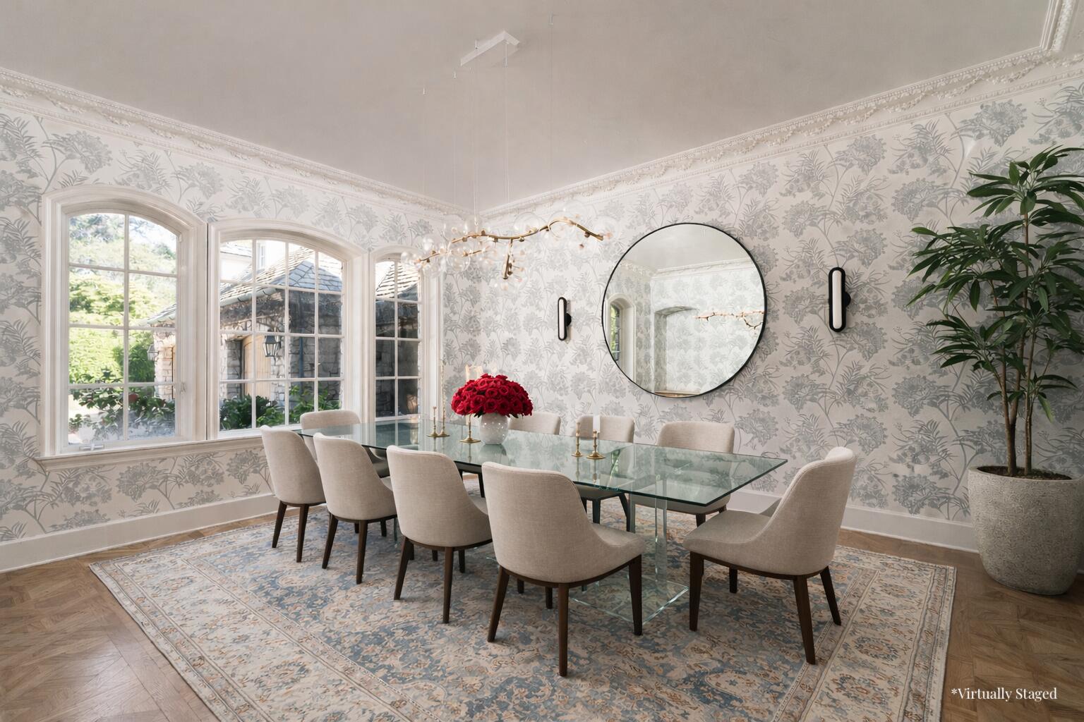 1567 East Valley Road Montecito, CA 93108 - Photo 8 of 34 a dining room with furniture a potted plant and a large window