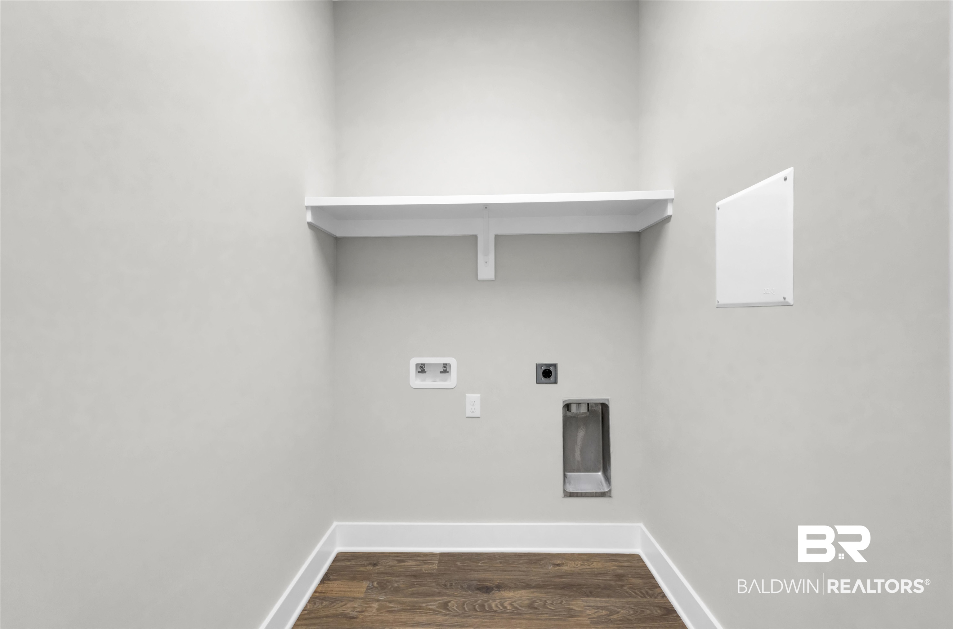 571 Morning Mist Way Fairhope, AL 36532 - Photo 38 of 47 Washroom with dark wood-style floors, hookup for an electric dryer, and hookup for a washing machine