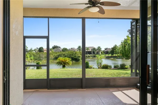 a view of lake from a window