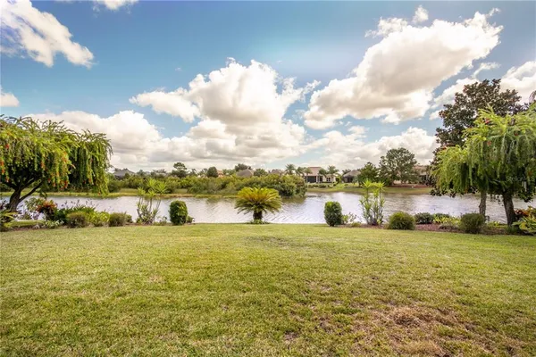 a view of a lake with houses