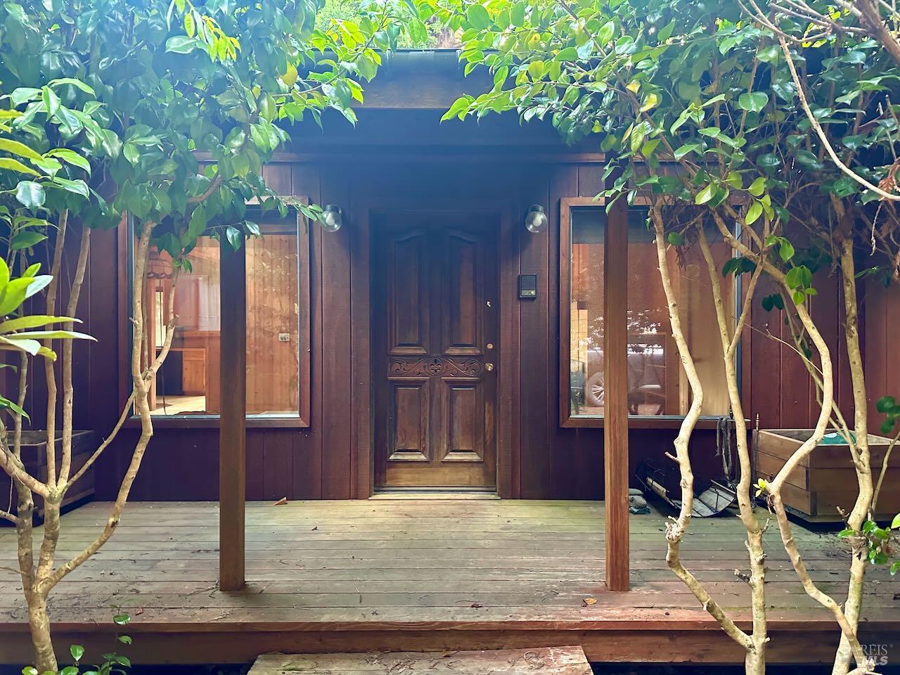 a house view with a backyard