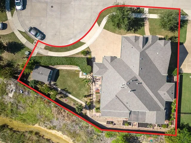 an aerial view of a house