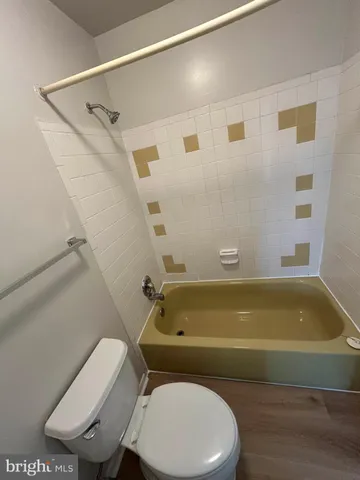 a bathroom with a toilet and bathtub