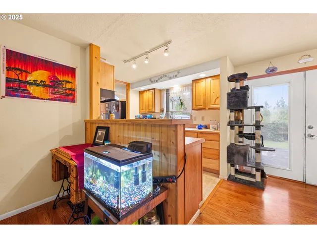 a kitchen with lots of counter top space