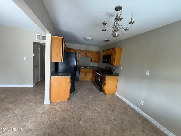 a view of a room with a window