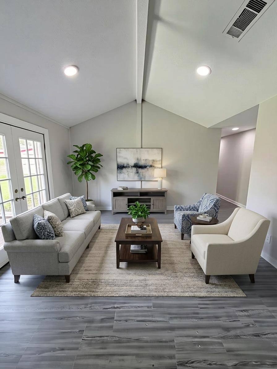 7705 Parker Road Houston, TX 77016 - Photo 2 of 17 a living room with furniture and a chandelier