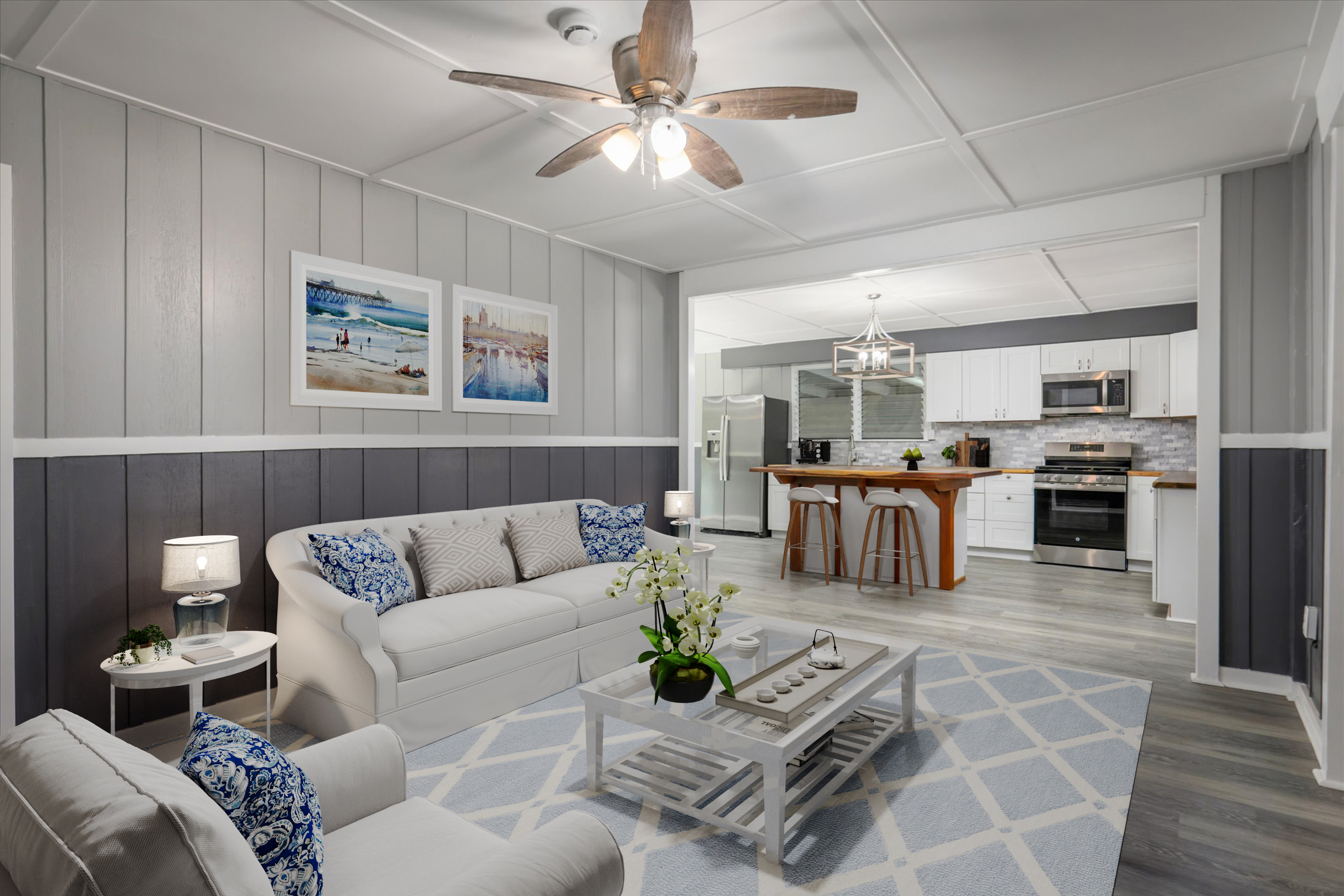 55-545 Hawi Road Hawi, HI 96719 - Photo 8 of 27 a living room with furniture kitchen view and a chandelier