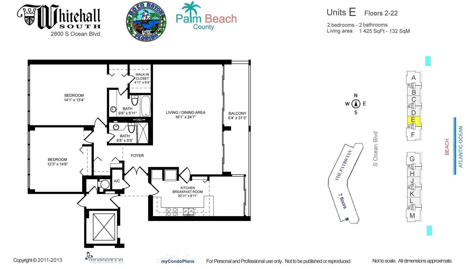 2800 South Ocean Boulevard, Unit 7E Boca Raton, FL 33432 - Photo 34 of 34 FLOOR PLAN