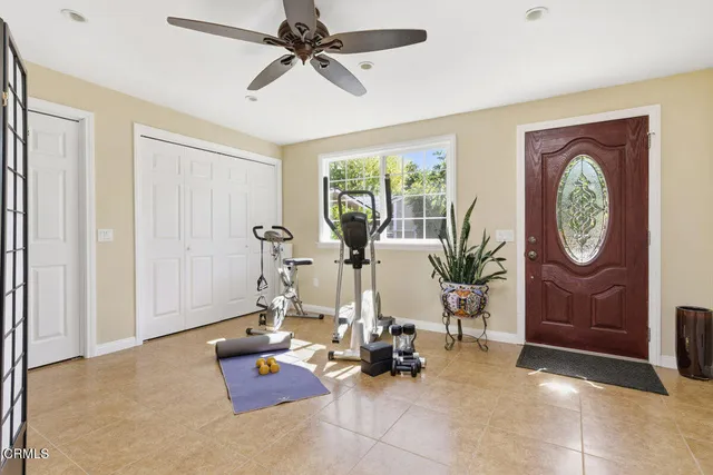 a view of a room with gym equipment