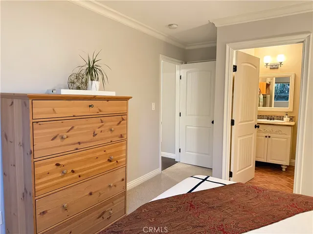 a view of a dresser in the room