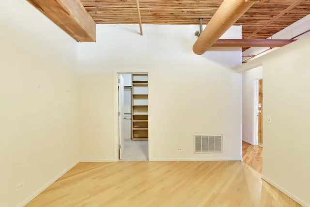 a view of a room with a door