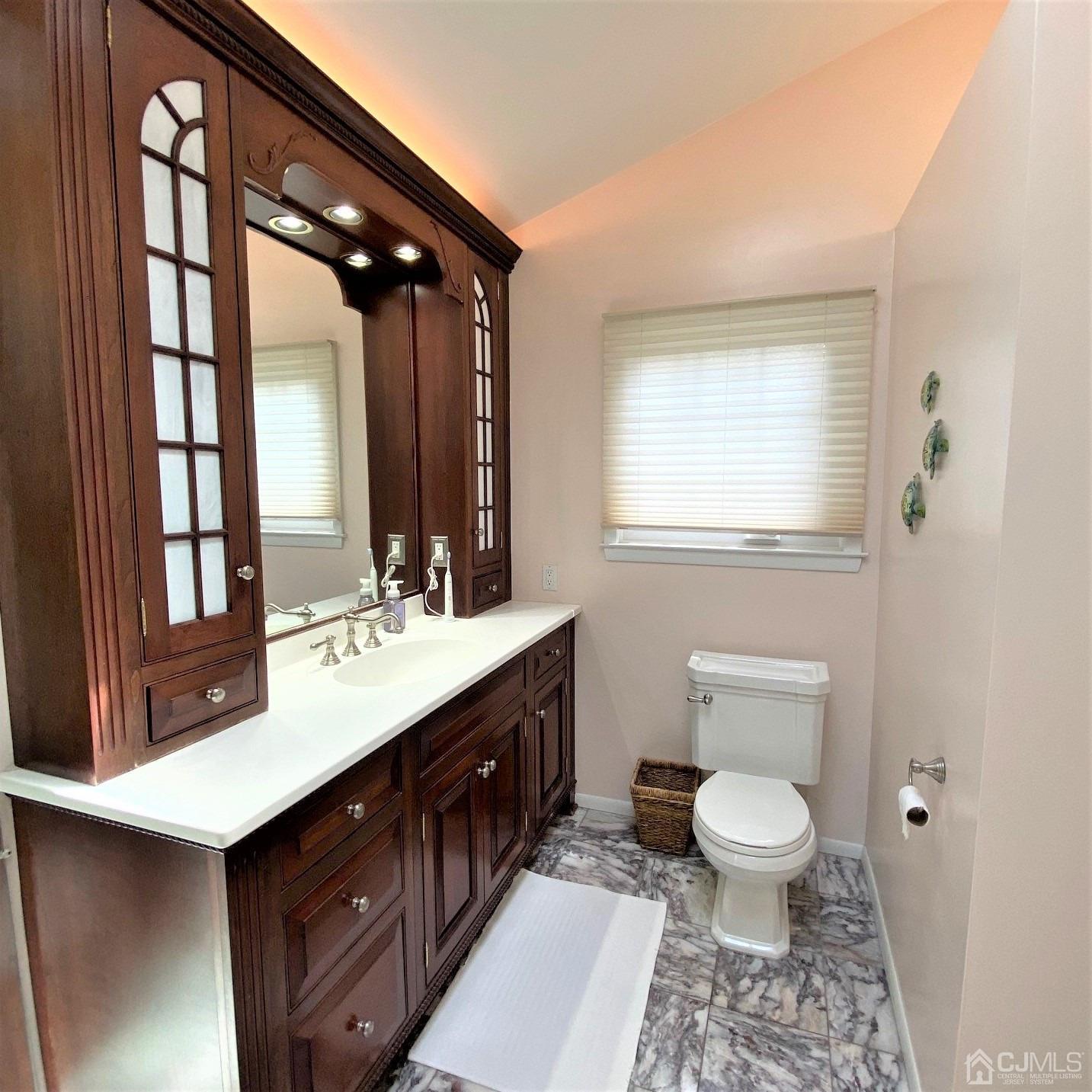 5 Timan Place Piscataway, NJ 08854 - Photo 16 of 27 a bathroom with a sink a toilet a mirror and window