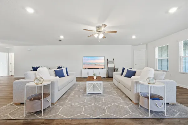 a backyard of a house with lots of green space