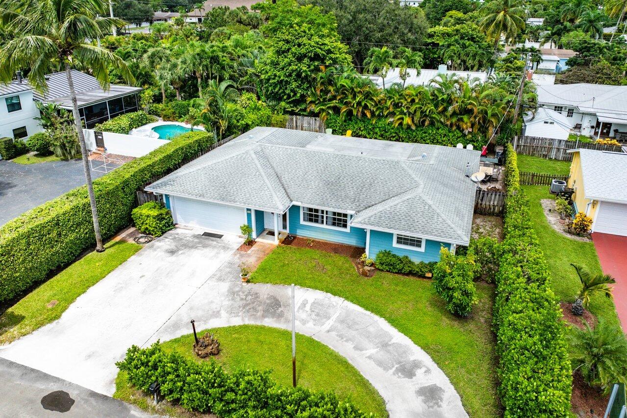 an aerial view of a house