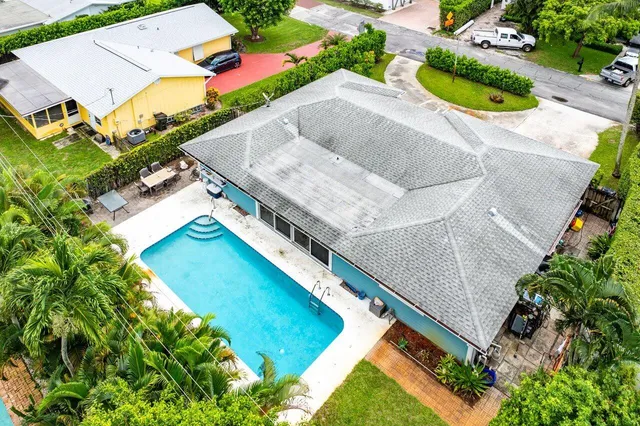 an aerial view of a house