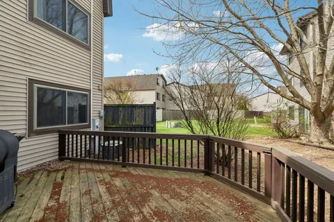 a view of a wooden street from a balcony