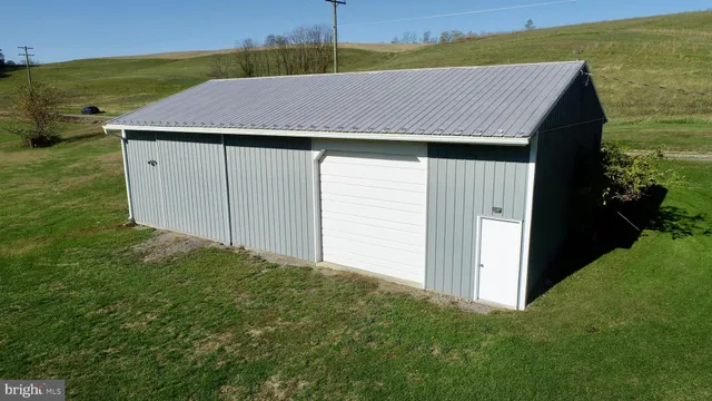 a view of an empty room with storage
