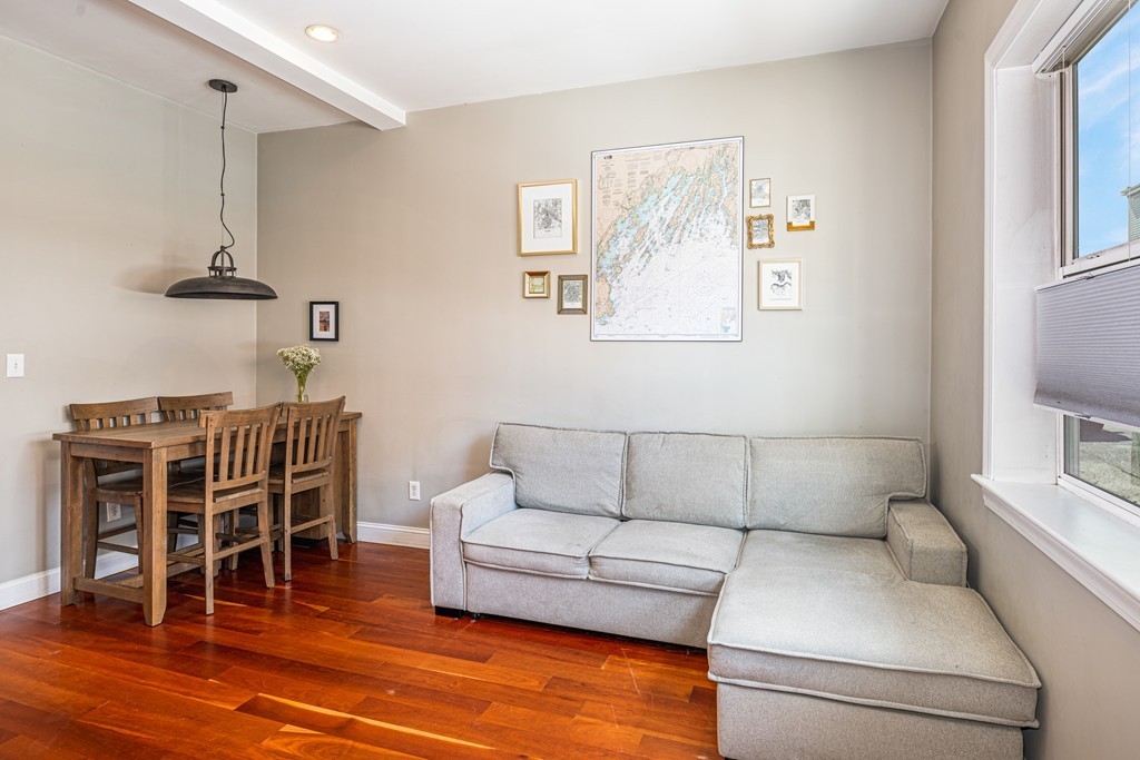 295 D Street, Unit 1 Boston, MA 02127 - Photo 7 of 13 a living room with furniture a ceiling fan and a rug
