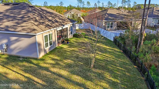 an aerial view of a house