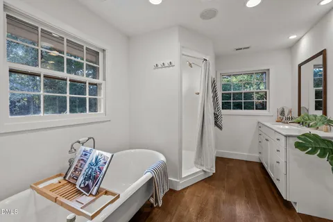 a living room with furniture and windows