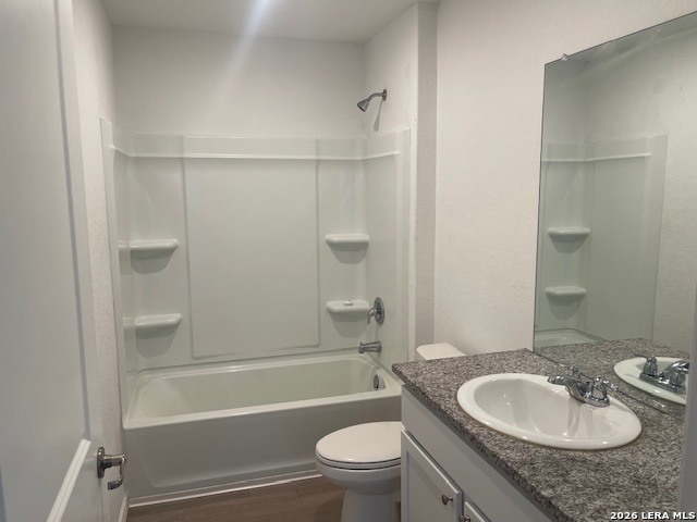 918 Cook Bend San Antonio, TX 78221 - Photo 18 of 21 a bathroom with a granite countertop sink toilet and shower
