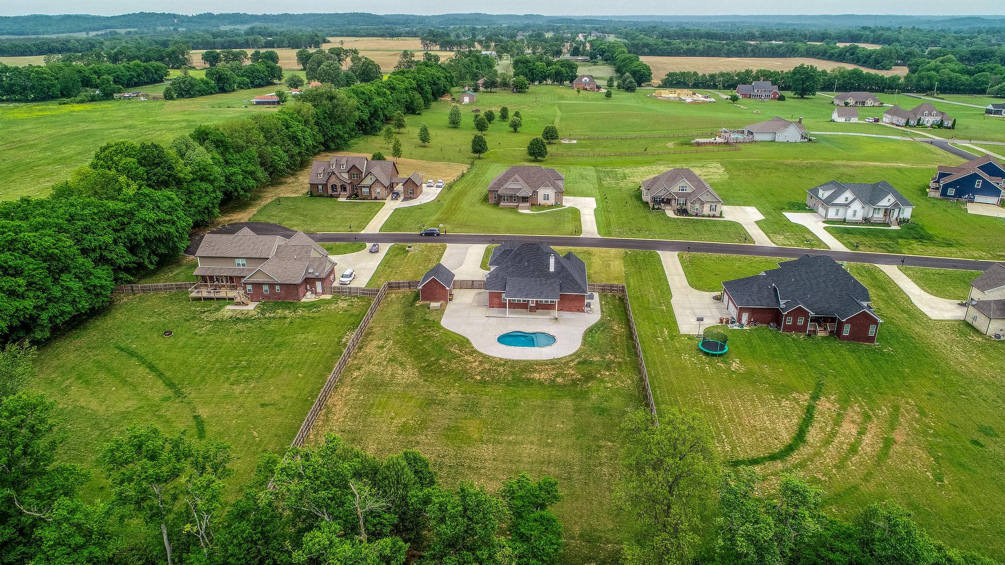 3029 Briley Path Columbia, TN 38401 - Photo 7 of 28 an aerial view of a dining space with a table chairs and a swimming pool
