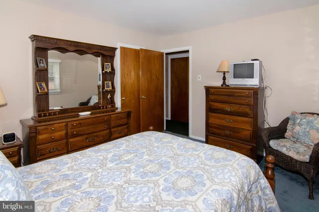 a bedroom with a bed and a dresser