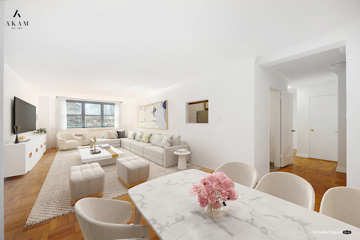 239 East 79th Street, Unit 8A Manhattan, NY 10075 - Photo 3 of 14 a living room with furniture and a flat screen tv