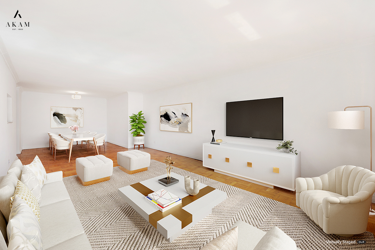 239 East 79th Street, Unit 8A Manhattan, NY 10075 - Photo 4 of 14 a living room with furniture and a flat screen tv