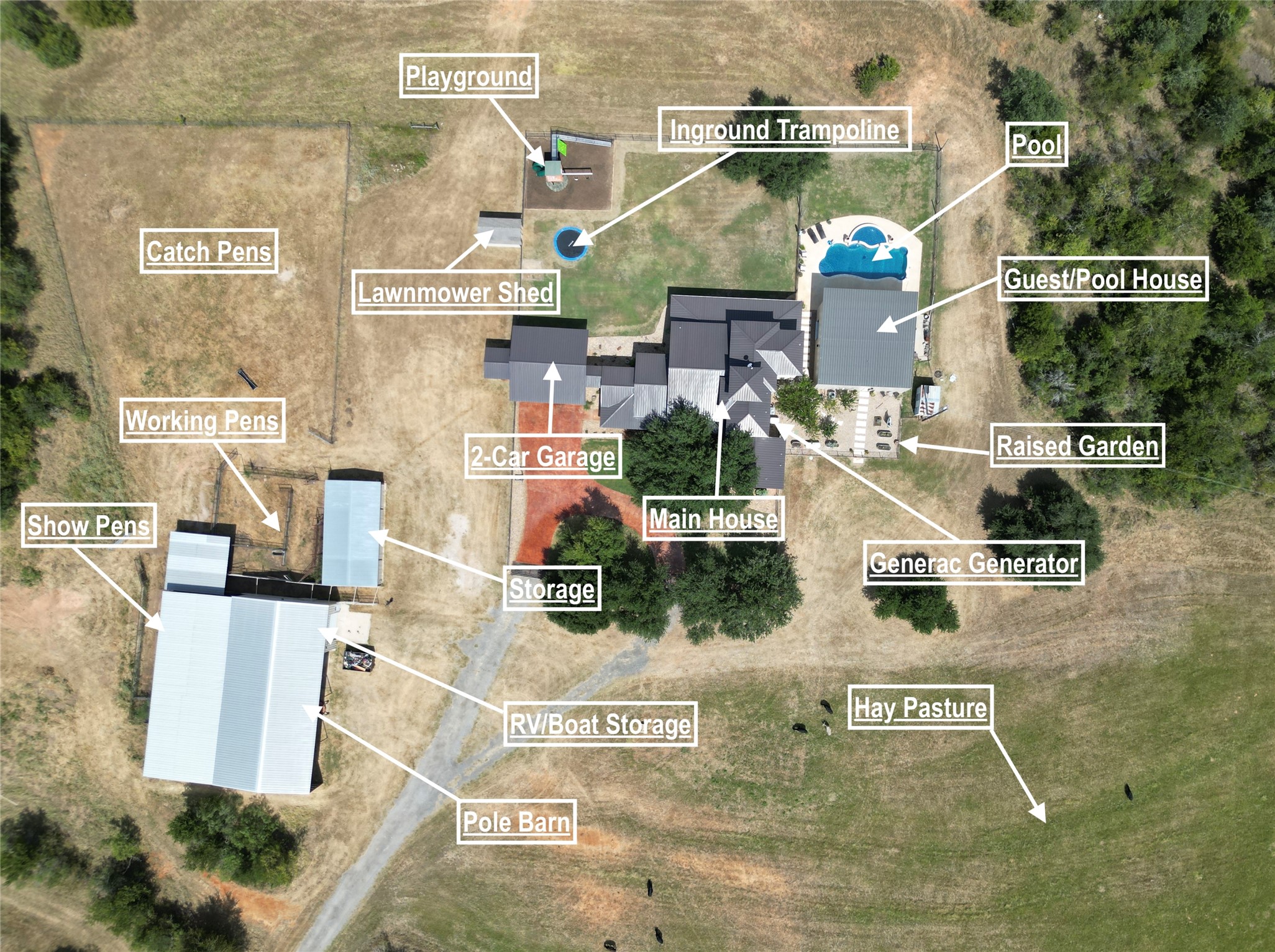 an aerial view of houses with outdoor space