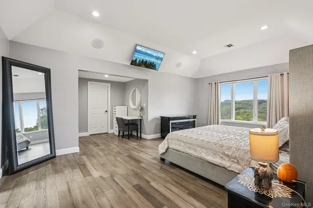 a view of swimming pool from a outdoor seating