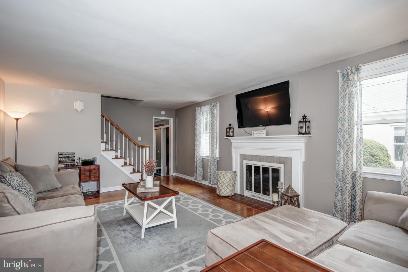 54 Fairhill Road Morton, PA 19070 - Photo 2 of 21 Living Room w/ Wood Burning Fireplace