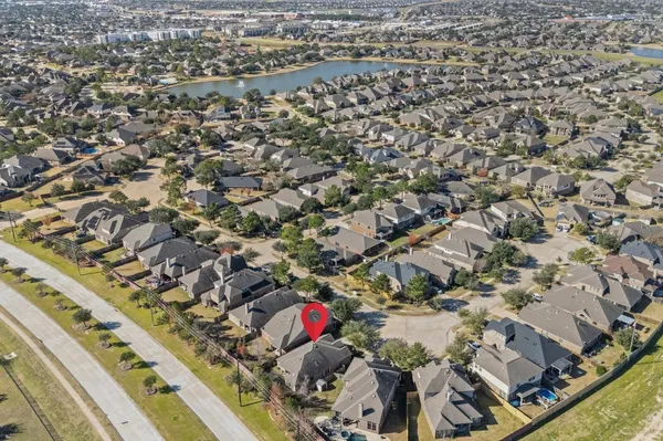 an aerial view of a house