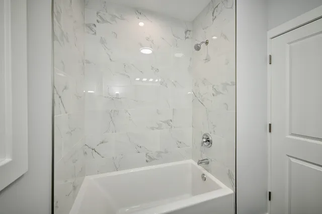 a bathroom with a bathtub