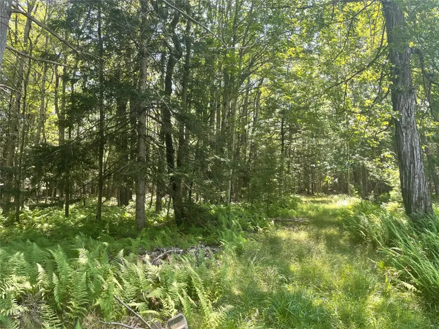 a view of a lake with a sitting area