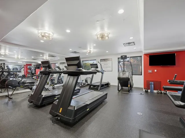 a view of a room with gym equipment