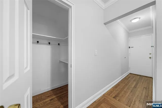 a view of small space with wooden floor