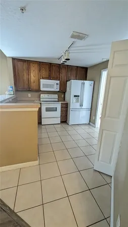 a storage room with cabinets
