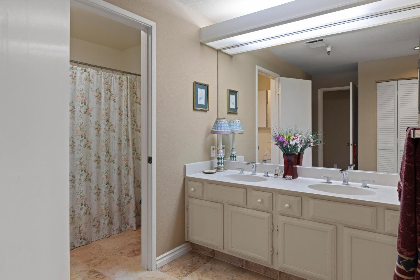 22 Shepherds Knoll Road Monterey, CA 93940 - Photo 19 of 21 a bathroom with a granite countertop sink and a mirror