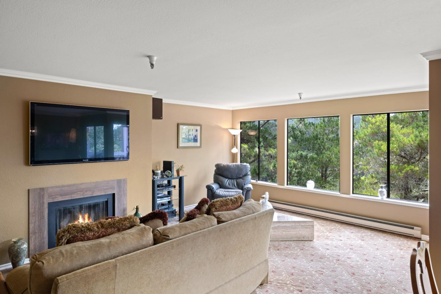 22 Shepherds Knoll Road Monterey, CA 93940 - Photo 4 of 21 a living room with fireplace furniture and a large window