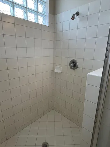 a bathroom with a bathtub