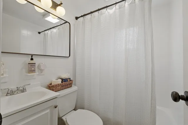 a bathroom with a sink toilet and vanity