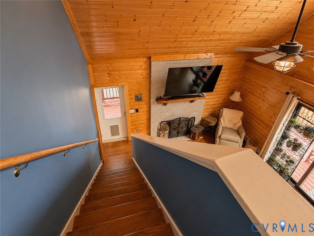 65 Cubbley Road Hot Springs, VA 24445 - Photo 42 of 50 Wood-finish plank walls and ceiling with an angled
